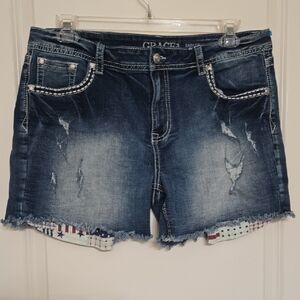 Grace Women's Jean Shorts - Dark Blue